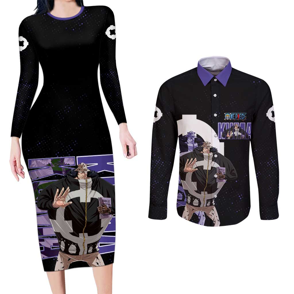 Kuma One Piece Couples Matching Long Sleeve Bodycon Dress and Long Sleeve Button Shirt Retro Comic Dot Aesthetic