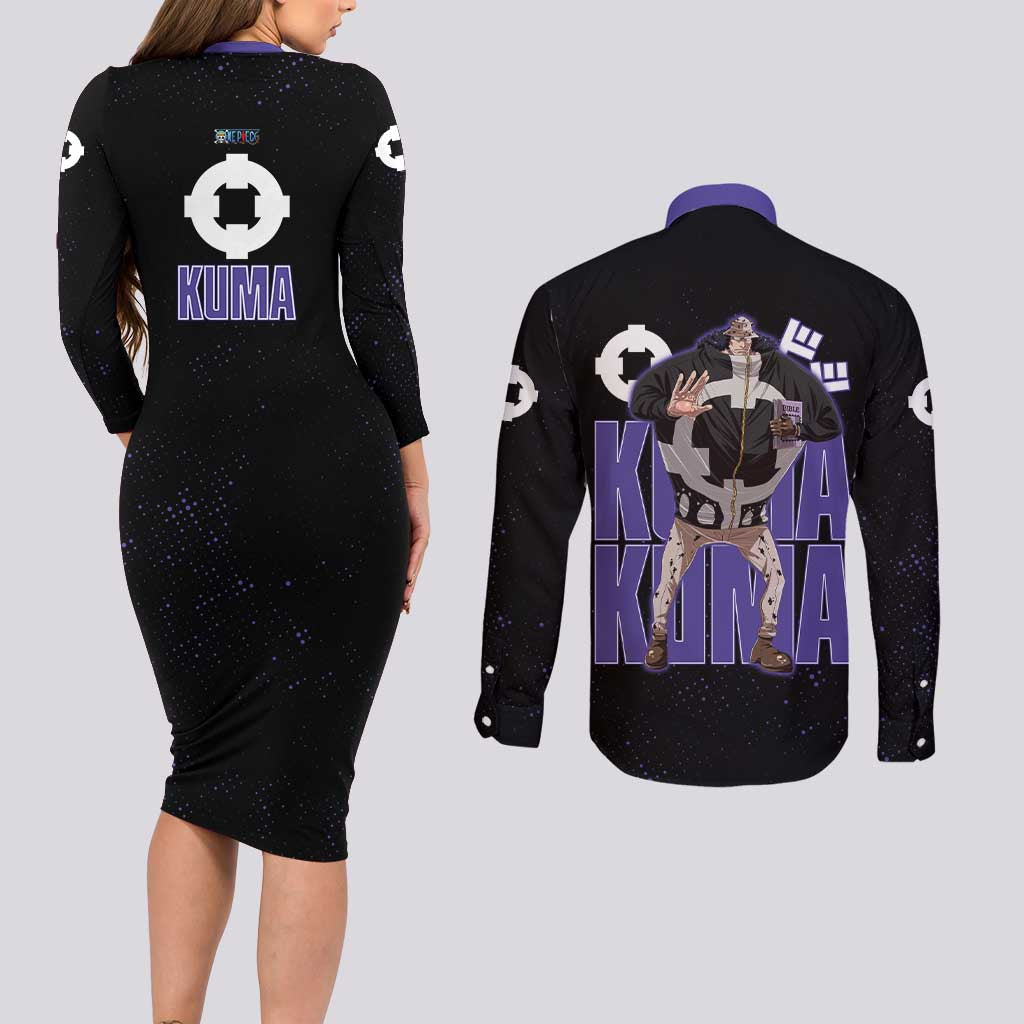 Kuma One Piece Couples Matching Long Sleeve Bodycon Dress and Long Sleeve Button Shirt Retro Comic Dot Aesthetic