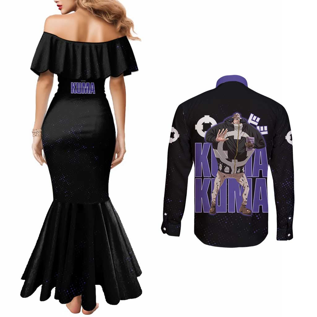 Kuma One Piece Couples Matching Mermaid Dress and Long Sleeve Button Shirt Retro Comic Dot Aesthetic