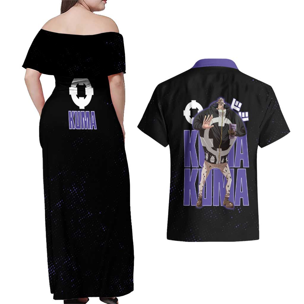 Kuma One Piece Couples Matching Off Shoulder Maxi Dress and Hawaiian Shirt Retro Comic Dot Aesthetic
