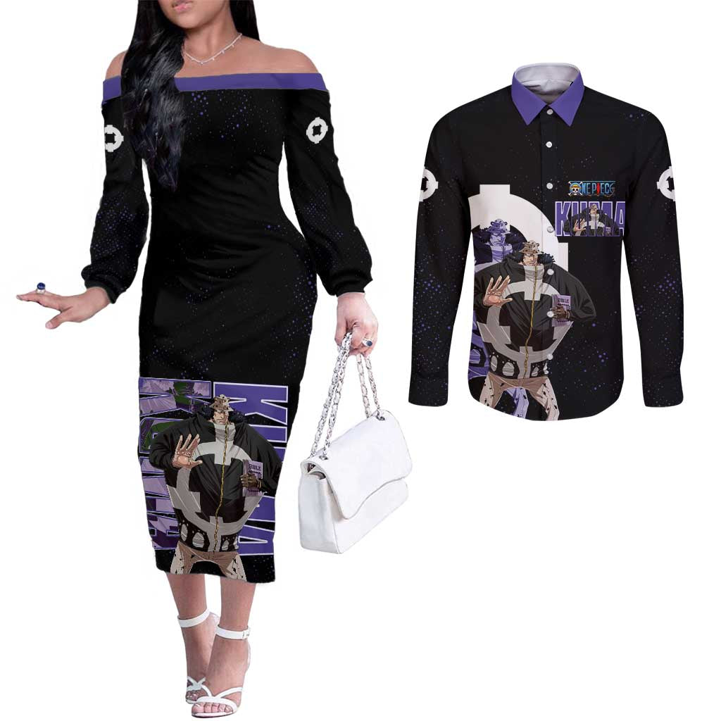 Kuma One Piece Couples Matching Off The Shoulder Long Sleeve Dress and Long Sleeve Button Shirt Retro Comic Dot Aesthetic