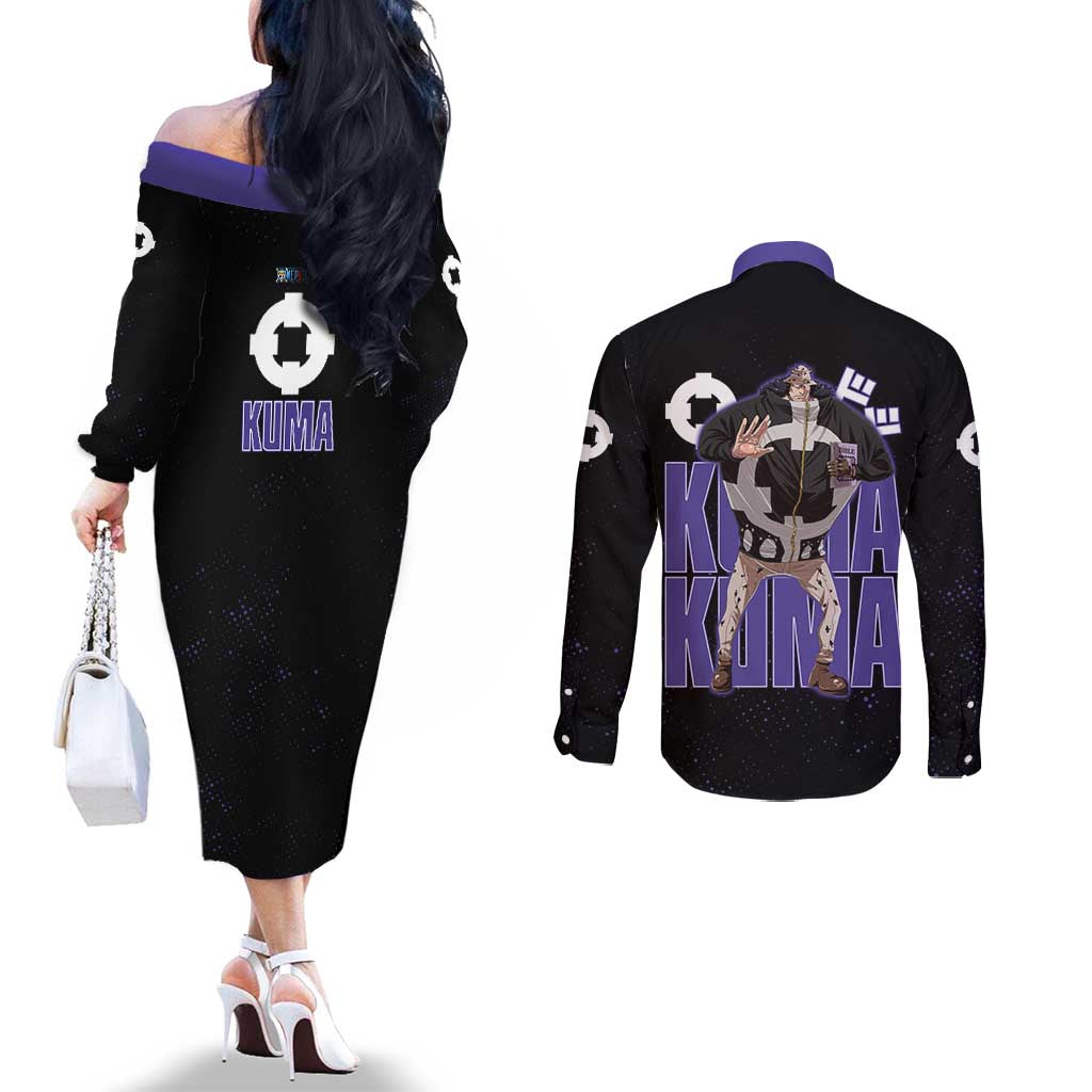 Kuma One Piece Couples Matching Off The Shoulder Long Sleeve Dress and Long Sleeve Button Shirt Retro Comic Dot Aesthetic