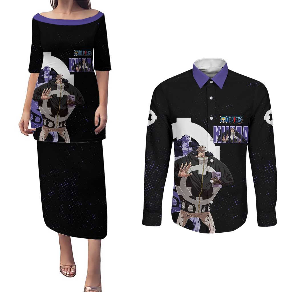 Kuma One Piece Couples Matching Puletasi and Long Sleeve Button Shirt Retro Comic Dot Aesthetic