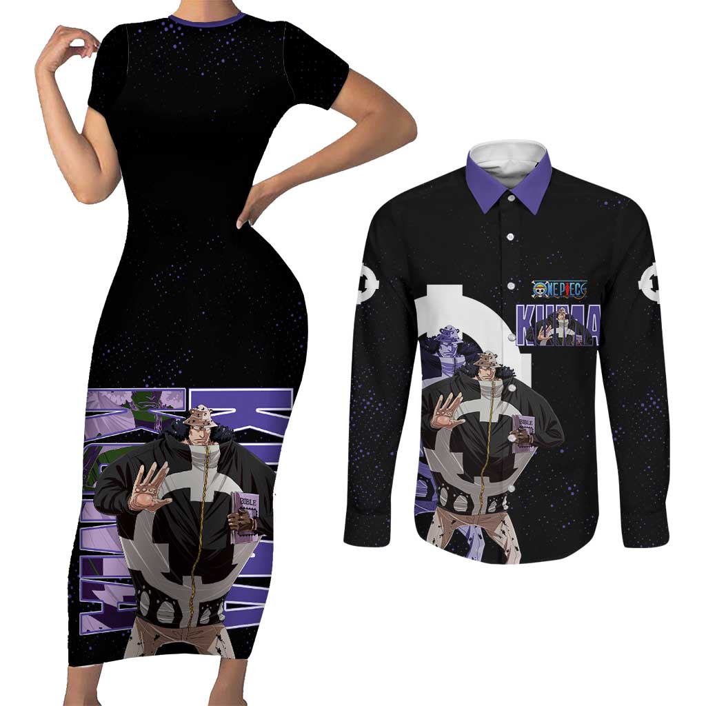 Kuma One Piece Couples Matching Short Sleeve Bodycon Dress and Long Sleeve Button Shirt Retro Comic Dot Aesthetic