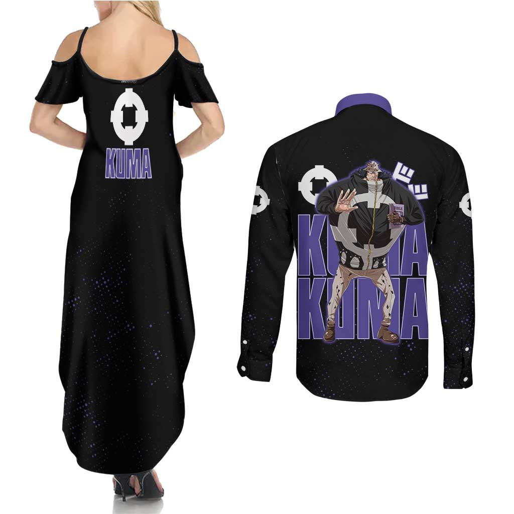 Kuma One Piece Couples Matching Summer Maxi Dress and Long Sleeve Button Shirt Retro Comic Dot Aesthetic