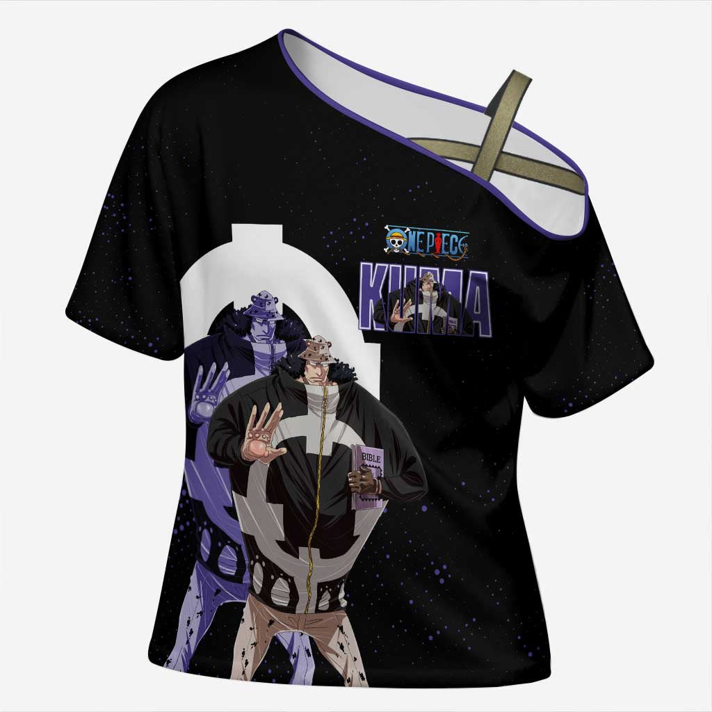 Kuma One Piece Cross Shoulder Shirt Retro Comic Dot Aesthetic
