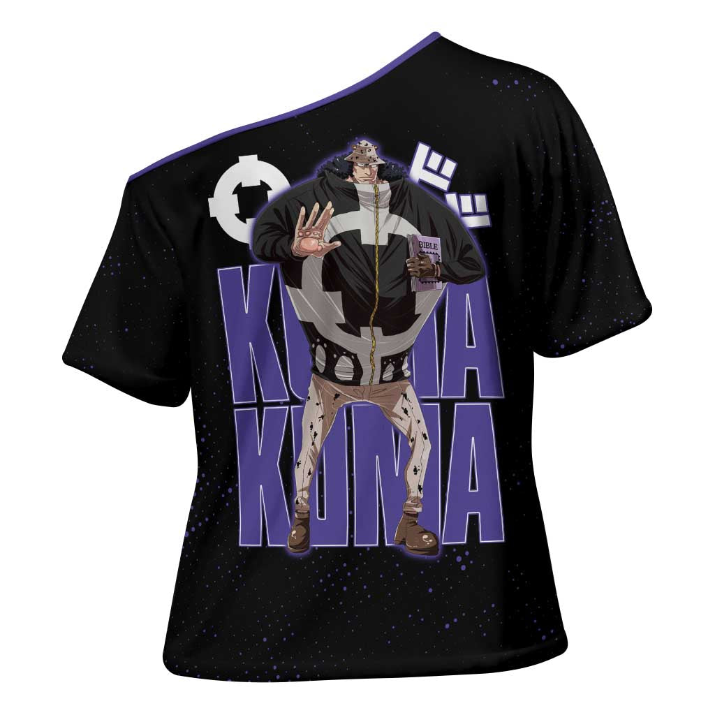 Kuma One Piece Cross Shoulder Shirt Retro Comic Dot Aesthetic