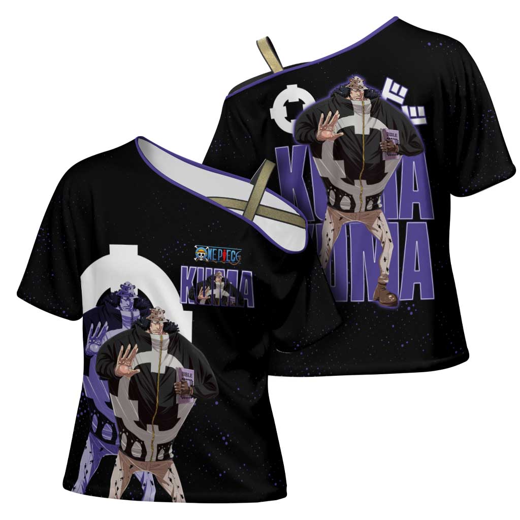 Kuma One Piece Cross Shoulder Shirt Retro Comic Dot Aesthetic