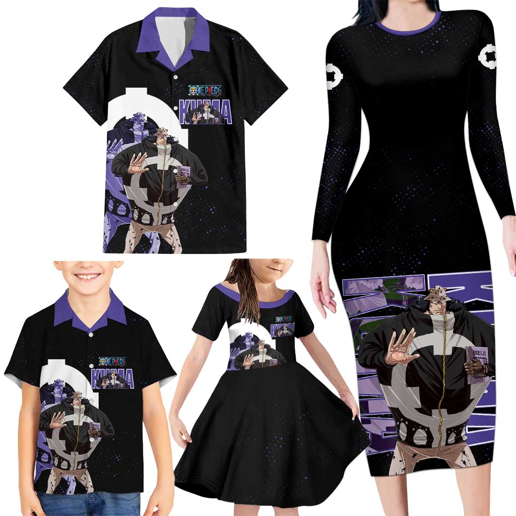 Kuma One Piece Family Matching Long Sleeve Bodycon Dress and Hawaiian Shirt Retro Comic Dot Aesthetic