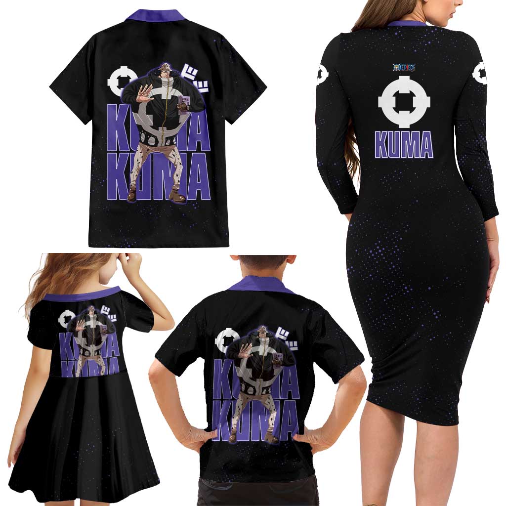Kuma One Piece Family Matching Long Sleeve Bodycon Dress and Hawaiian Shirt Retro Comic Dot Aesthetic