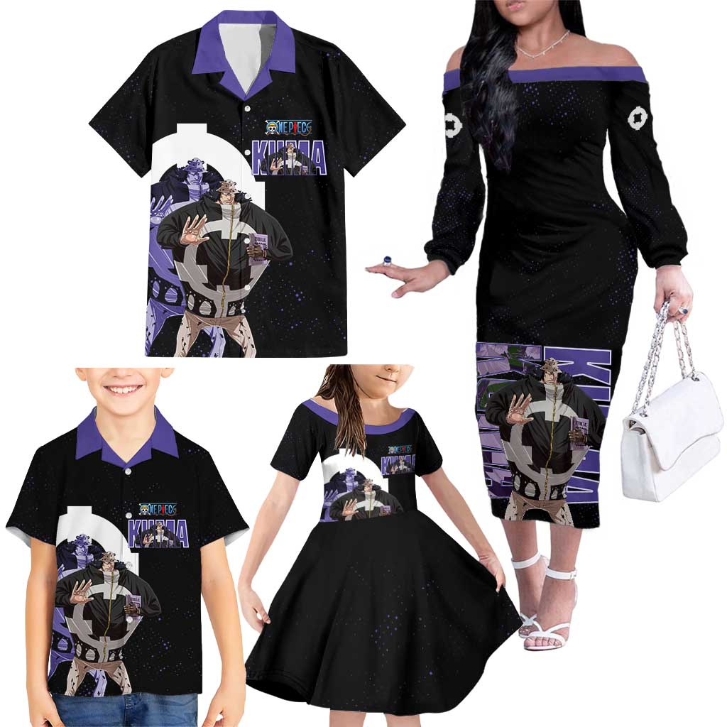 Kuma One Piece Family Matching Off The Shoulder Long Sleeve Dress and Hawaiian Shirt Retro Comic Dot Aesthetic