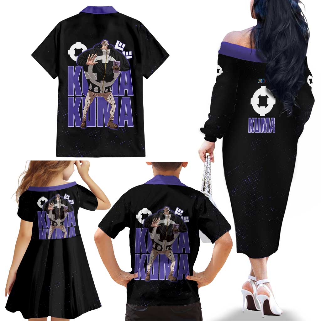 Kuma One Piece Family Matching Off The Shoulder Long Sleeve Dress and Hawaiian Shirt Retro Comic Dot Aesthetic