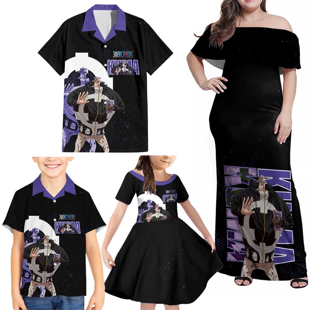 Kuma One Piece Family Matching Off Shoulder Maxi Dress and Hawaiian Shirt Retro Comic Dot Aesthetic