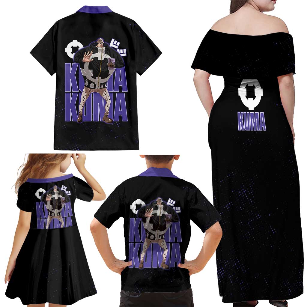 Kuma One Piece Family Matching Off Shoulder Maxi Dress and Hawaiian Shirt Retro Comic Dot Aesthetic