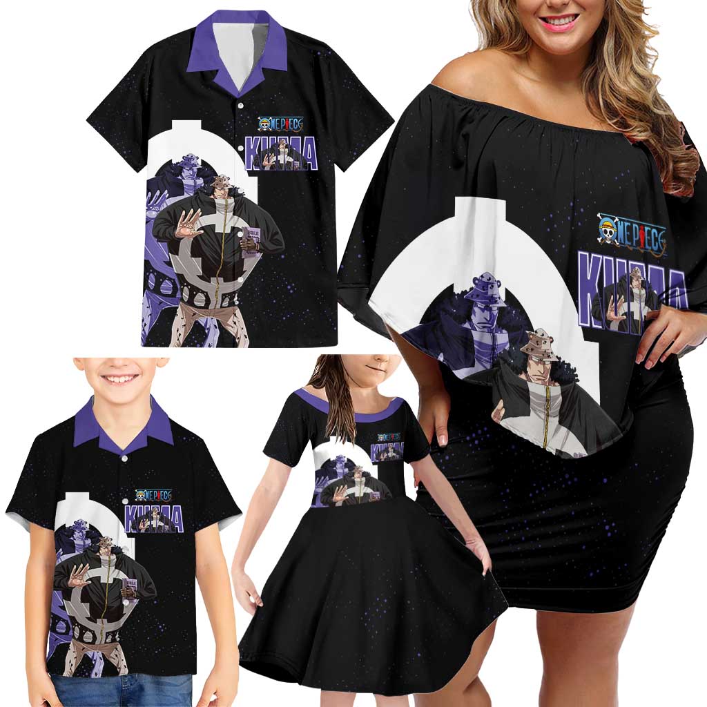 Kuma One Piece Family Matching Off Shoulder Short Dress and Hawaiian Shirt Retro Comic Dot Aesthetic