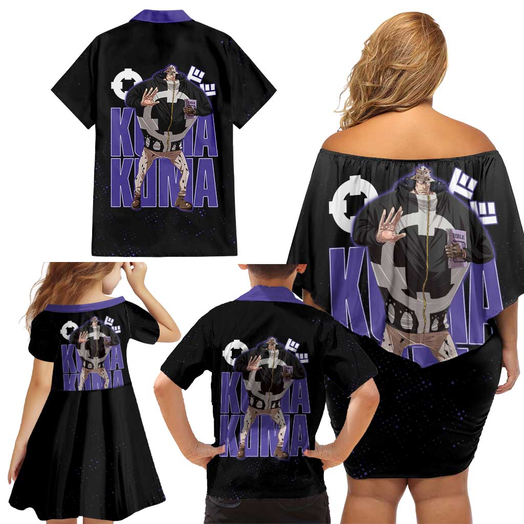 Kuma One Piece Family Matching Off Shoulder Short Dress and Hawaiian Shirt Retro Comic Dot Aesthetic