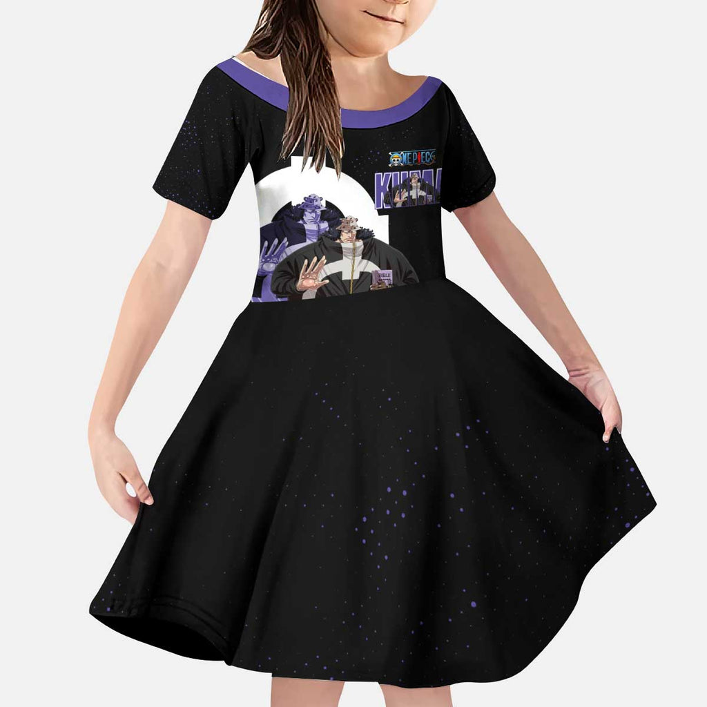 Kuma One Piece Kid Short Sleeve Dress Retro Comic Dot Aesthetic