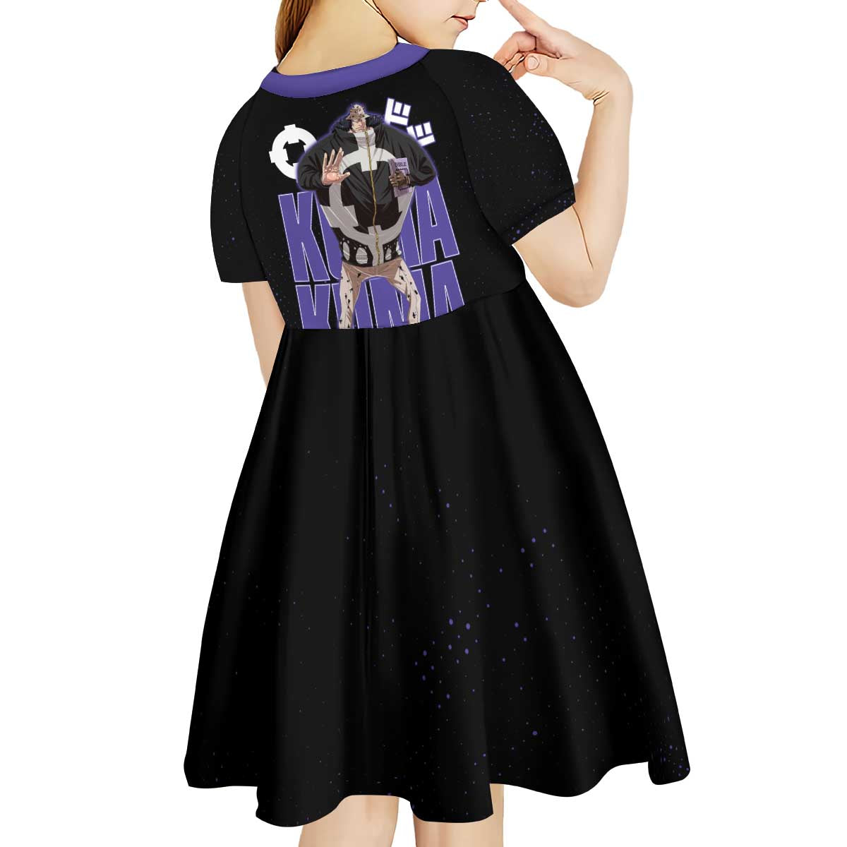 Kuma One Piece Kid Short Sleeve Dress Retro Comic Dot Aesthetic