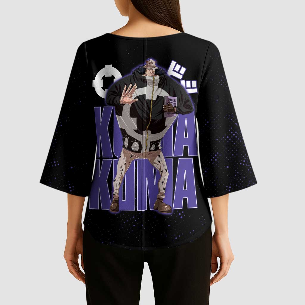 Kuma One Piece Kimono Sleeve Blouse Retro Comic Dot Aesthetic