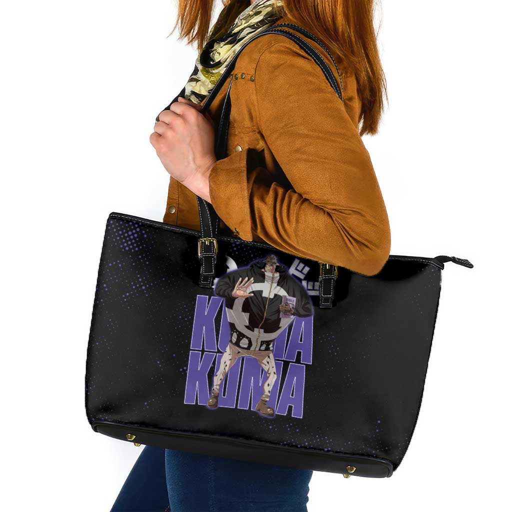 Kuma One Piece Leather Tote Bag Retro Comic Dot Aesthetic