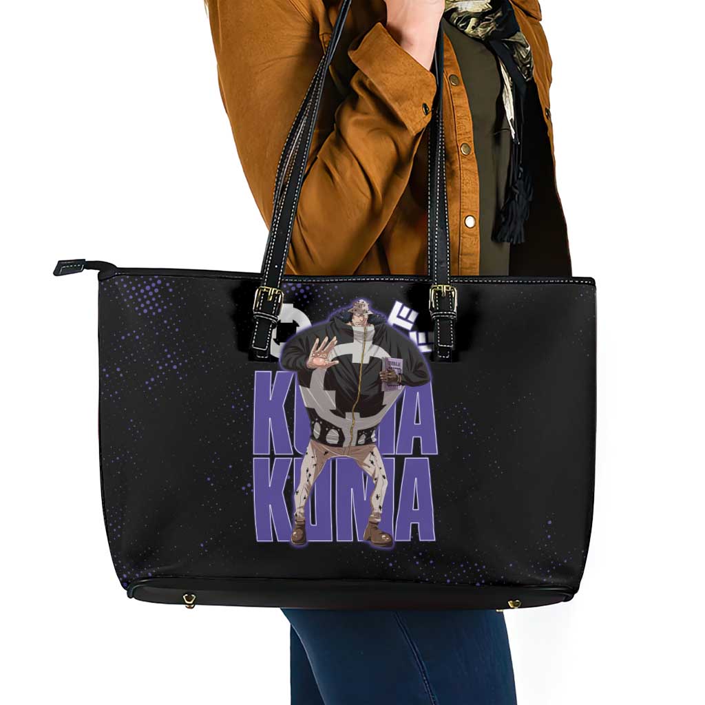 Kuma One Piece Leather Tote Bag Retro Comic Dot Aesthetic