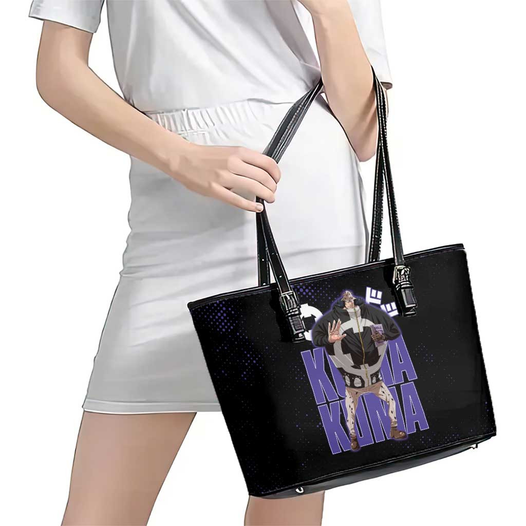 Kuma One Piece Leather Tote Bag Retro Comic Dot Aesthetic