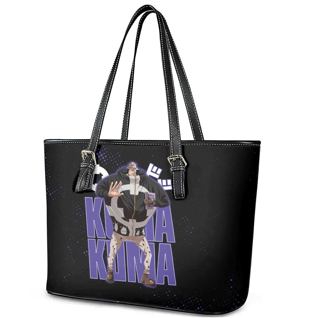Kuma One Piece Leather Tote Bag Retro Comic Dot Aesthetic