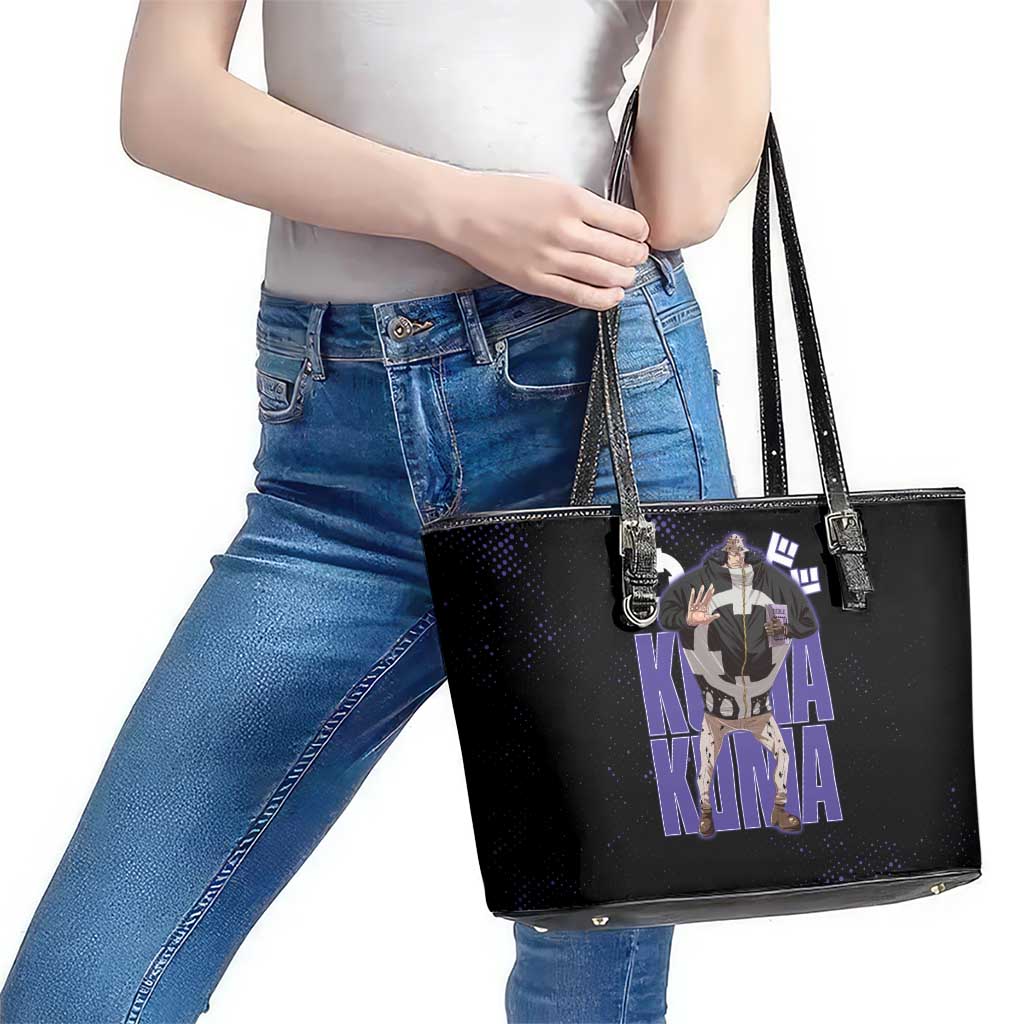 Kuma One Piece Leather Tote Bag Retro Comic Dot Aesthetic