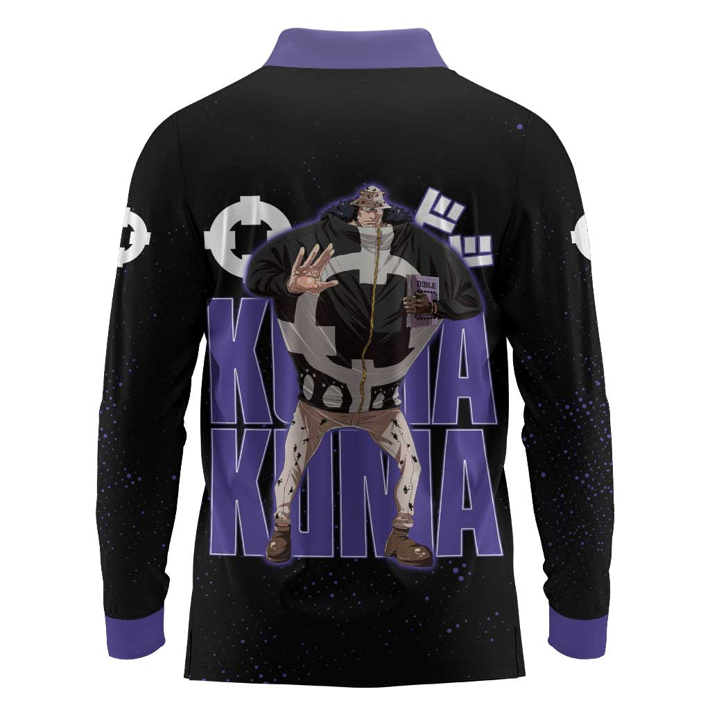 Kuma One Piece Long Sleeve Polo Shirt Retro Comic Dot Aesthetic