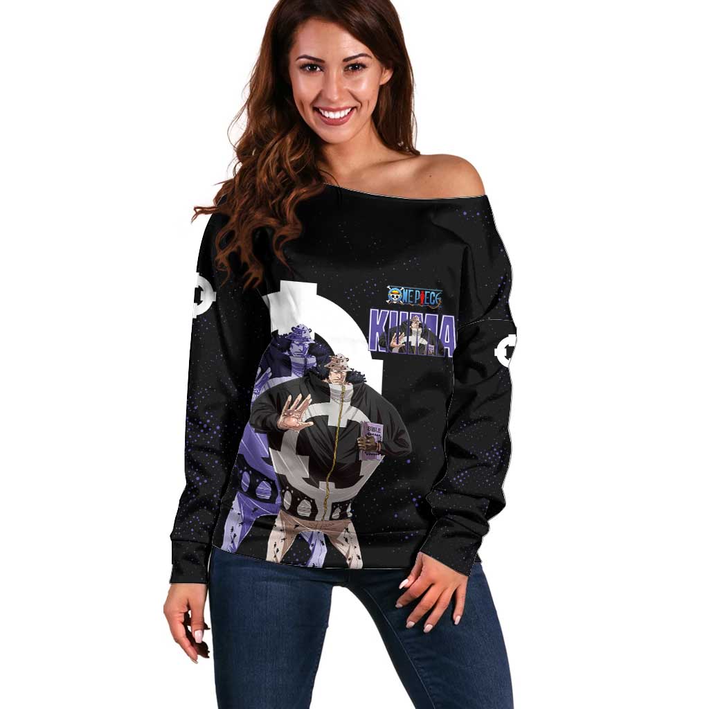Kuma One Piece Off Shoulder Sweater Retro Comic Dot Aesthetic