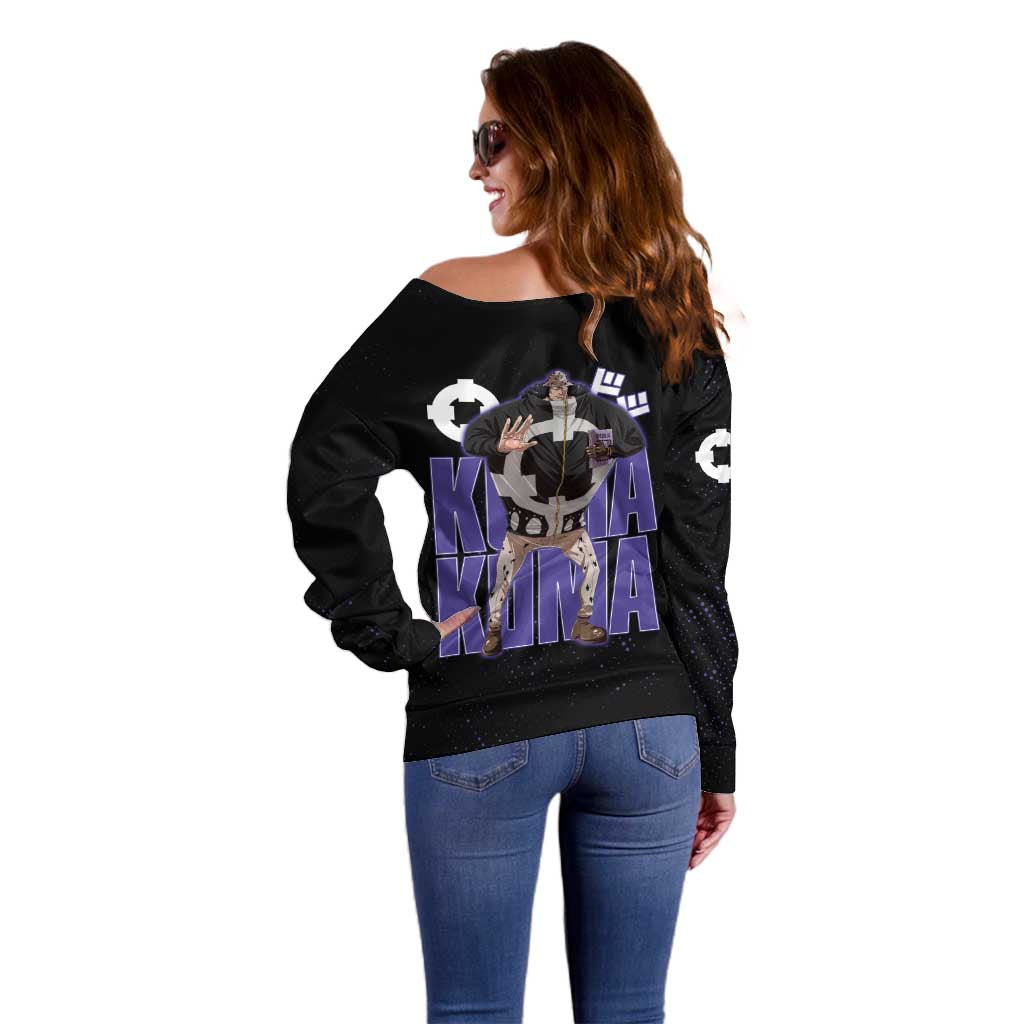Kuma One Piece Off Shoulder Sweater Retro Comic Dot Aesthetic