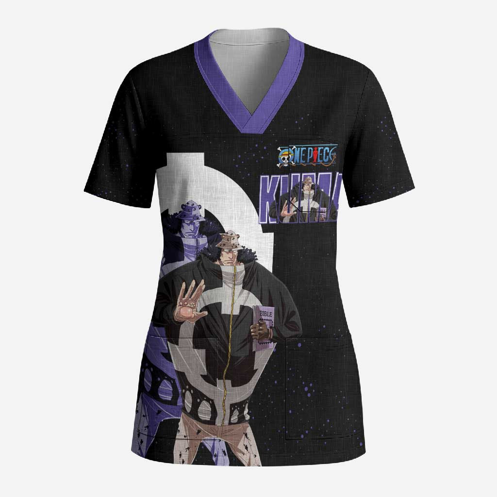 Kuma One Piece Scrub Top Retro Comic Dot Aesthetic