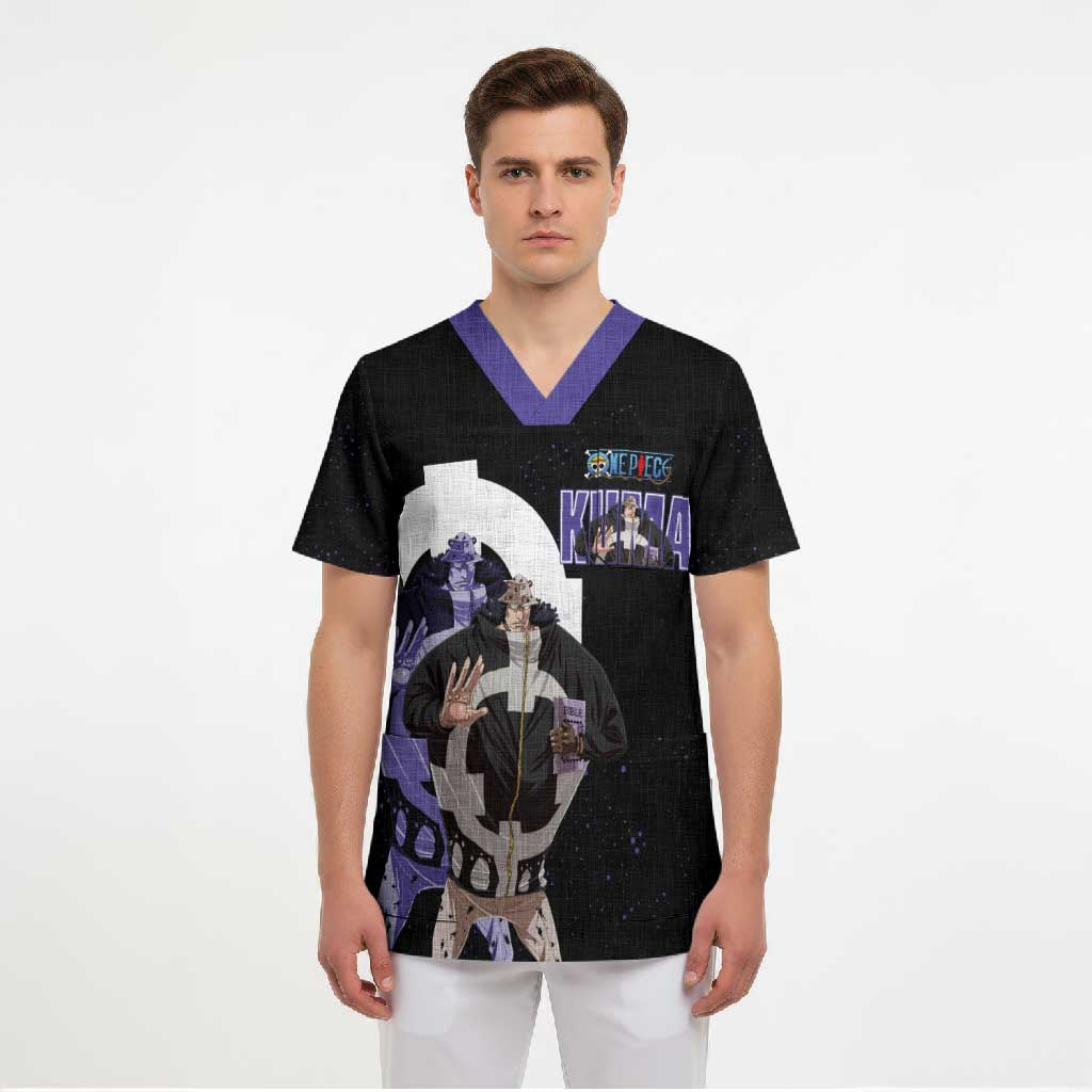 Kuma One Piece Scrub Top Retro Comic Dot Aesthetic