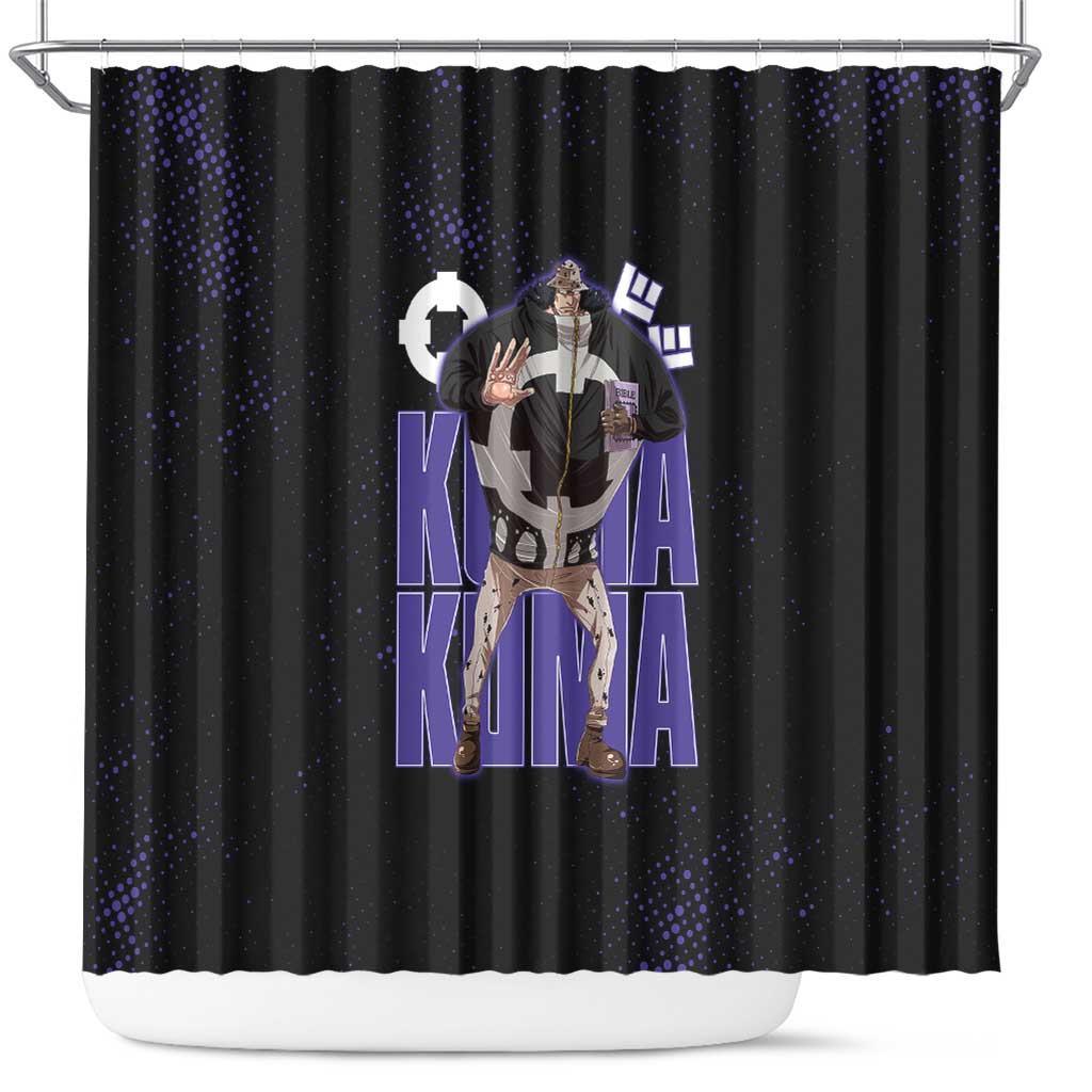 Kuma One Piece Shower Curtain Retro Comic Dot Aesthetic