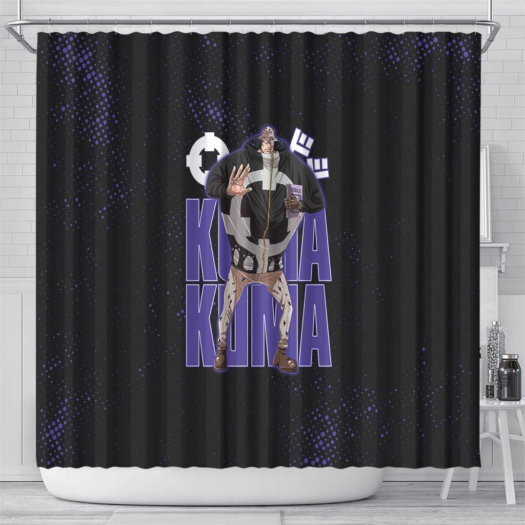 Kuma One Piece Shower Curtain Retro Comic Dot Aesthetic