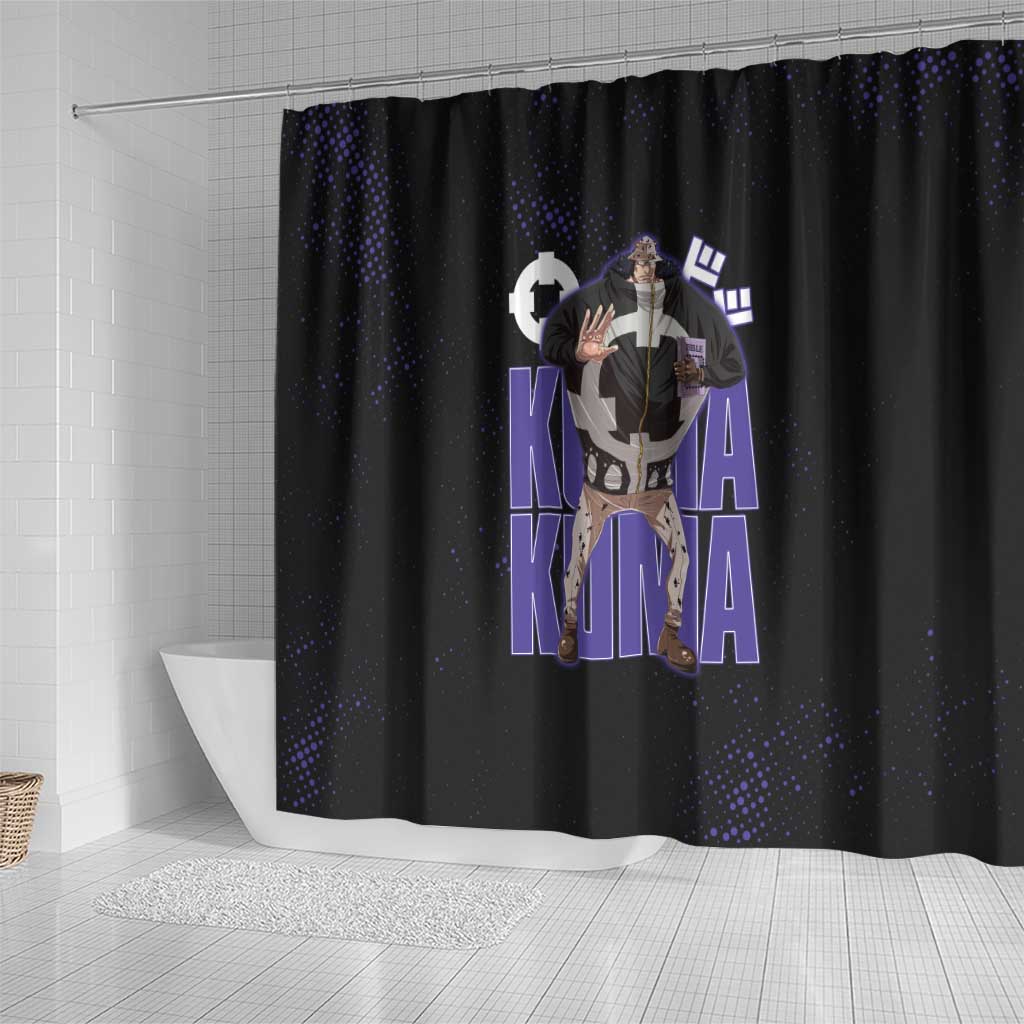 Kuma One Piece Shower Curtain Retro Comic Dot Aesthetic