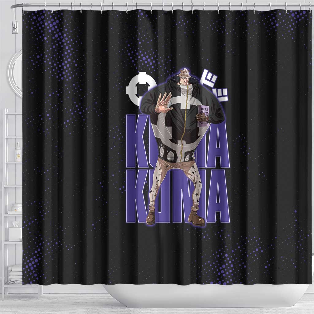 Kuma One Piece Shower Curtain Retro Comic Dot Aesthetic