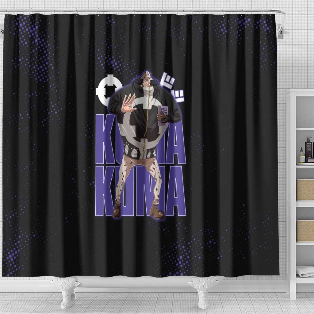 Kuma One Piece Shower Curtain Retro Comic Dot Aesthetic