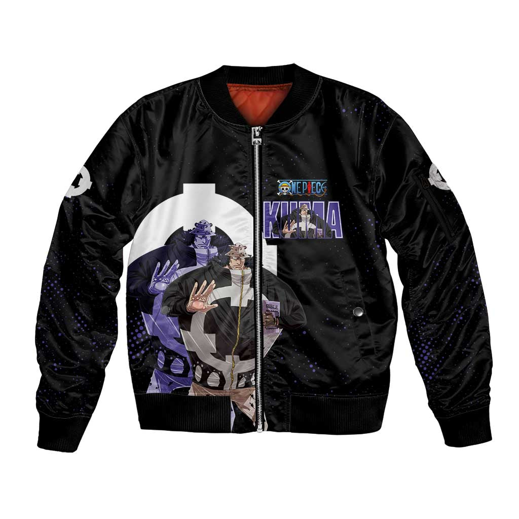 Kuma One Piece Sleeve Zip Bomber Jacket Retro Comic Dot Aesthetic