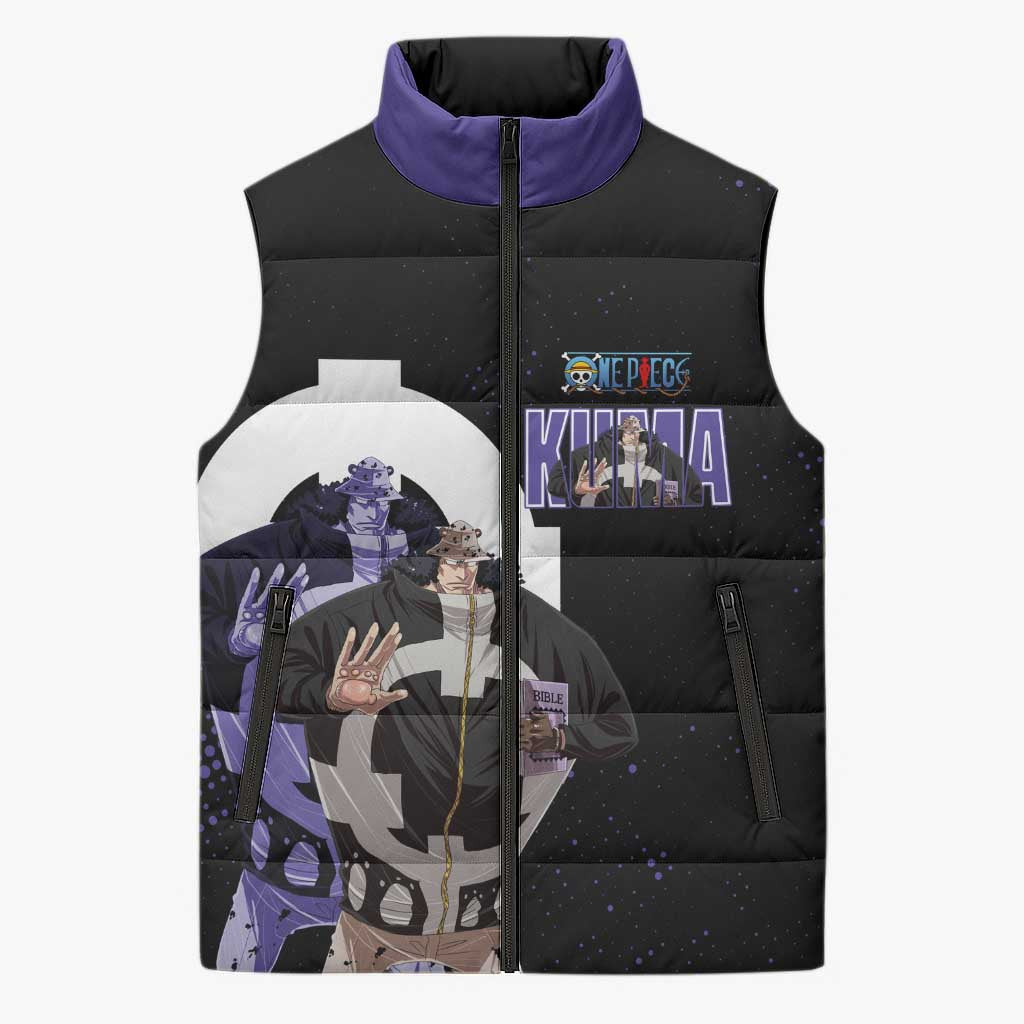 Kuma One Piece Sleeveless Puffer Jacket Retro Comic Dot Aesthetic