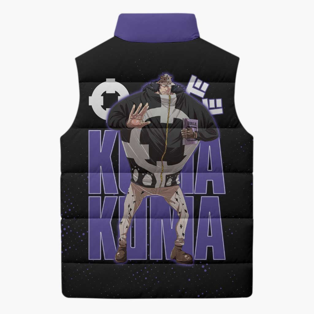 Kuma One Piece Sleeveless Puffer Jacket Retro Comic Dot Aesthetic