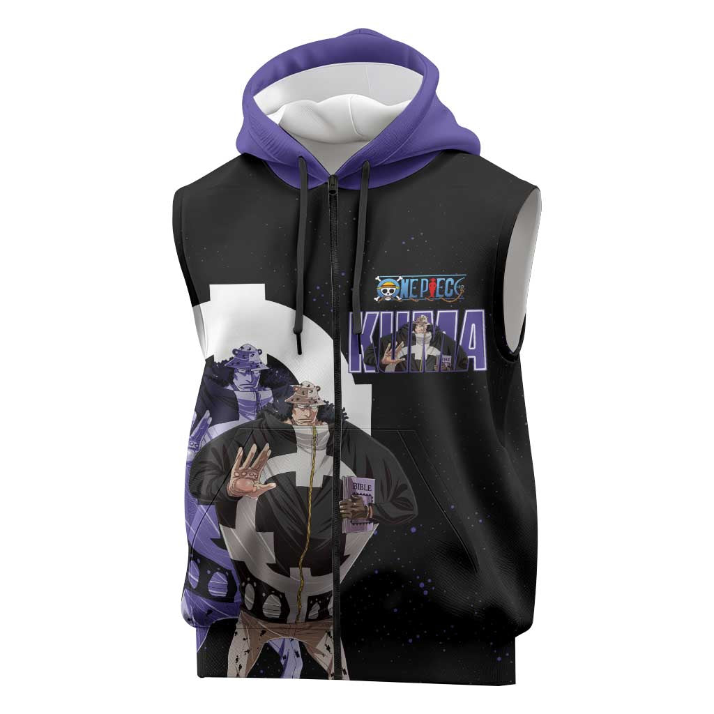 Kuma One Piece Sleeveless Zip Hoodie Retro Comic Dot Aesthetic