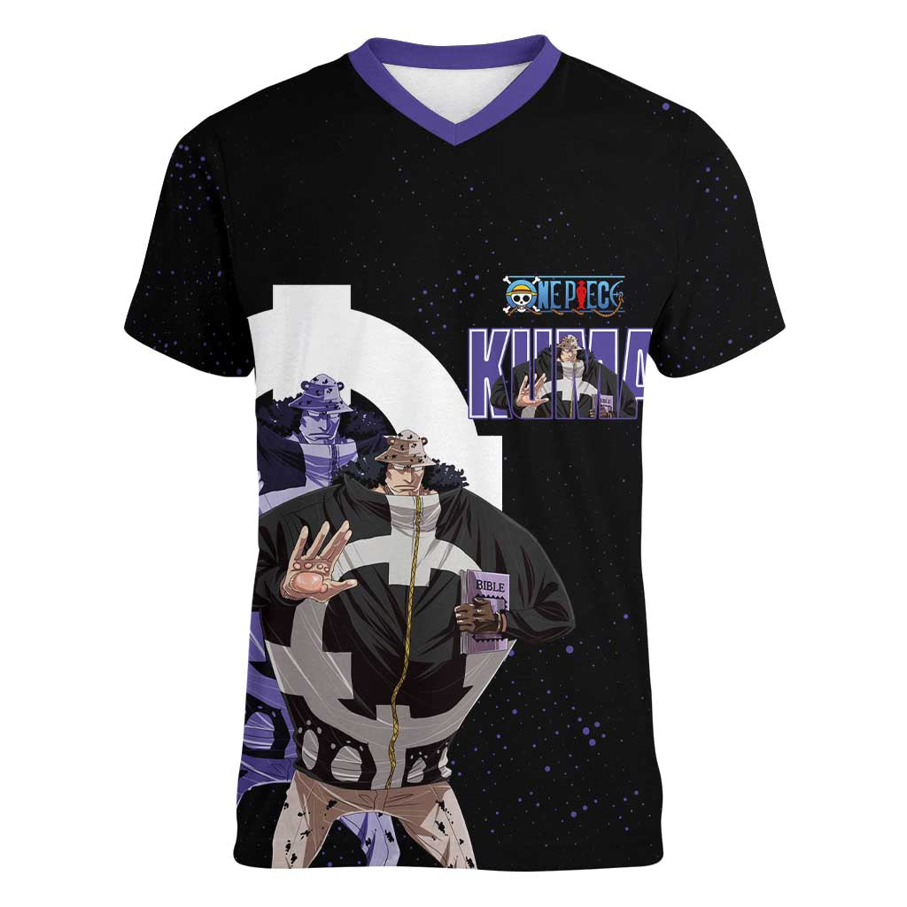 Kuma One Piece Women V-Neck T-Shirt Retro Comic Dot Aesthetic