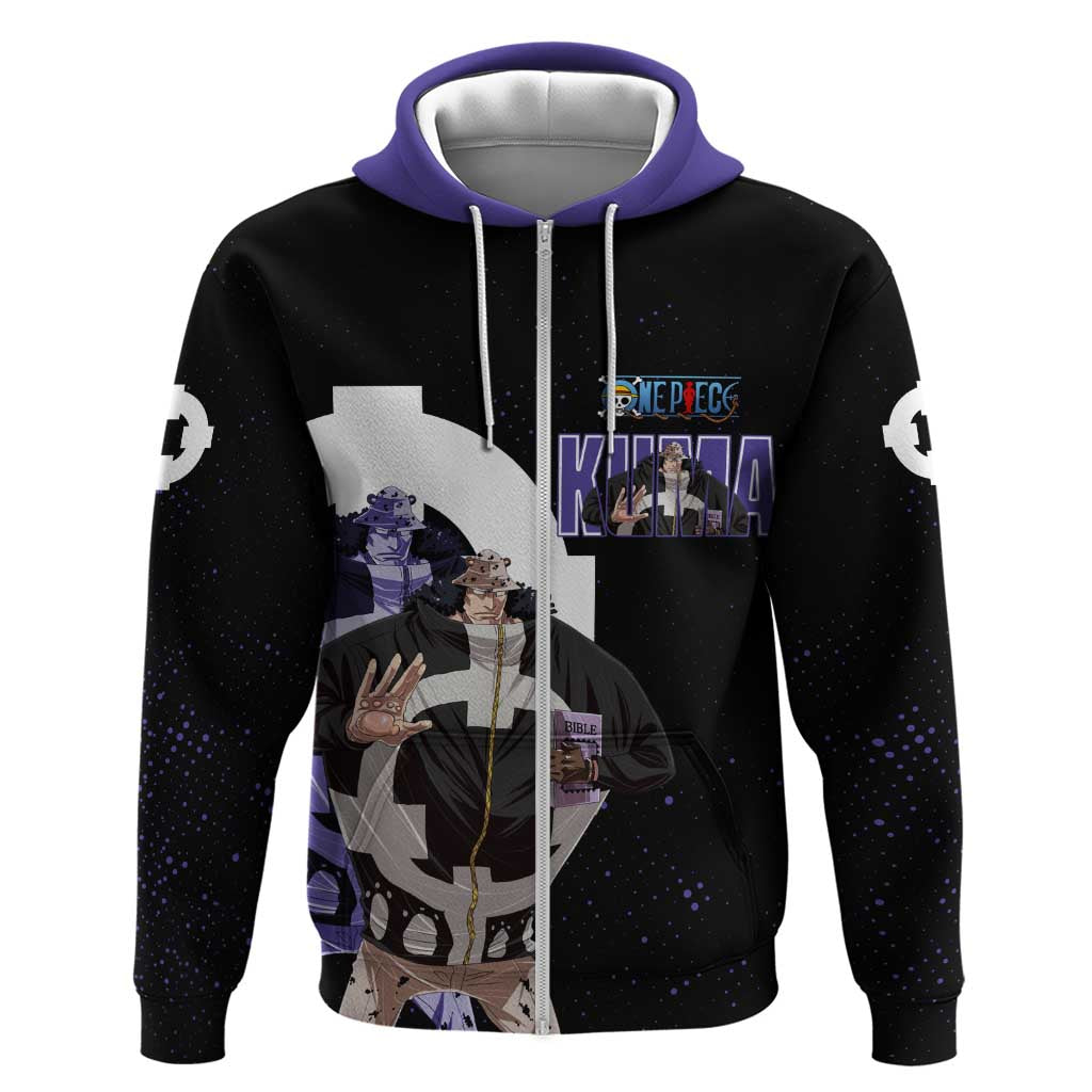 Kuma One Piece Zip Hoodie Retro Comic Dot Aesthetic