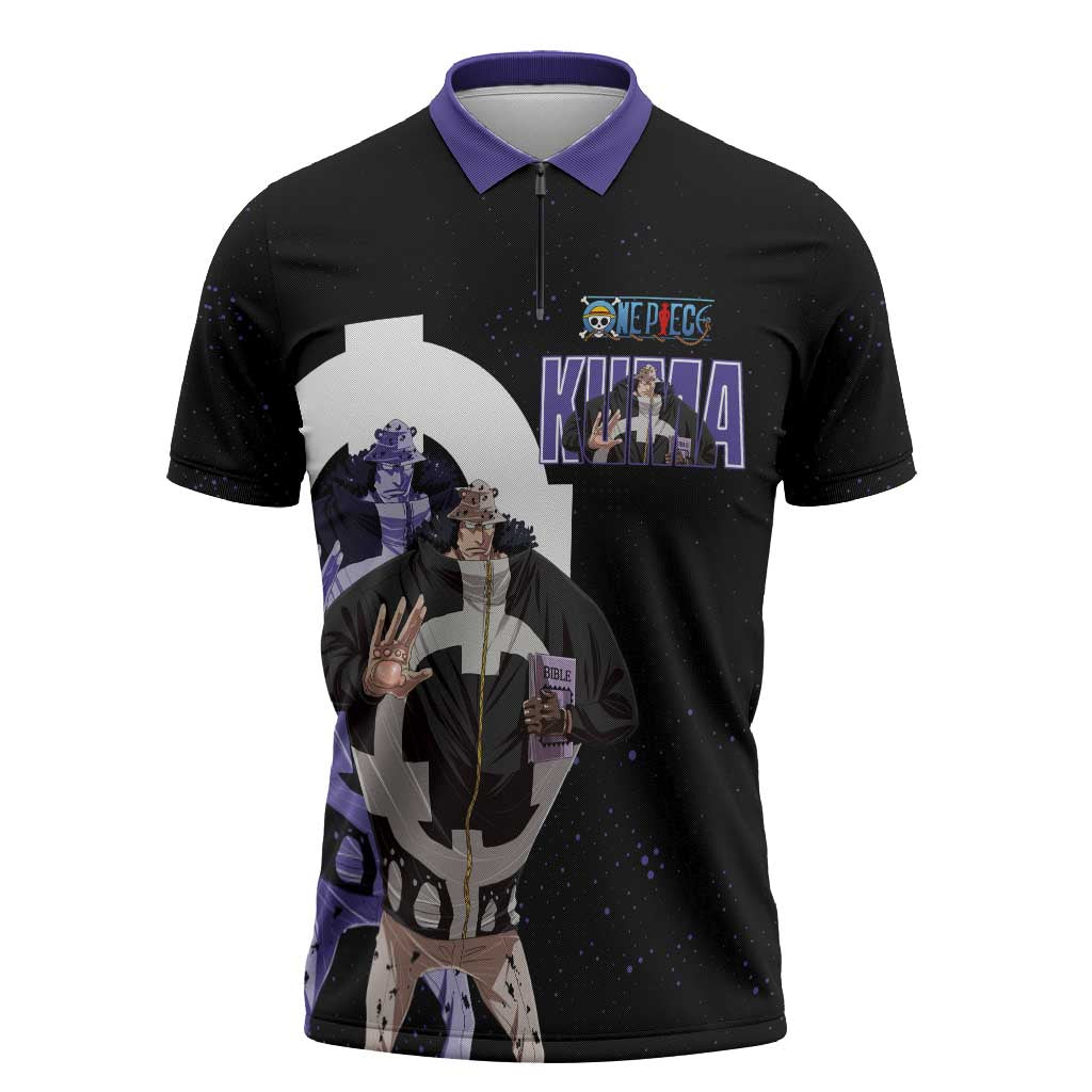 Kuma One Piece Zipper Polo Shirt Retro Comic Dot Aesthetic