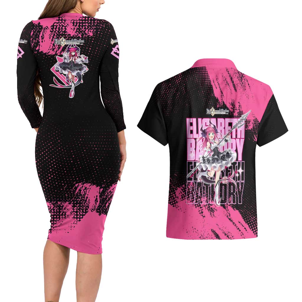 Elisabeth Bathory Fate Grand Order Couples Matching Long Sleeve Bodycon Dress and Hawaiian Shirt Gothic Anime Splash Art Style