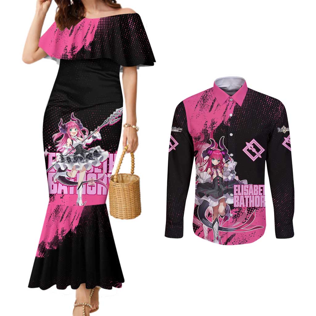 Elisabeth Bathory Fate Grand Order Couples Matching Mermaid Dress and Long Sleeve Button Shirt Gothic Anime Splash Art Style