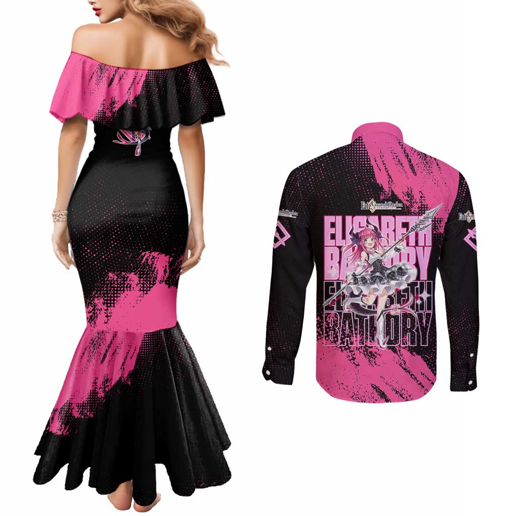 Elisabeth Bathory Fate Grand Order Couples Matching Mermaid Dress and Long Sleeve Button Shirt Gothic Anime Splash Art Style