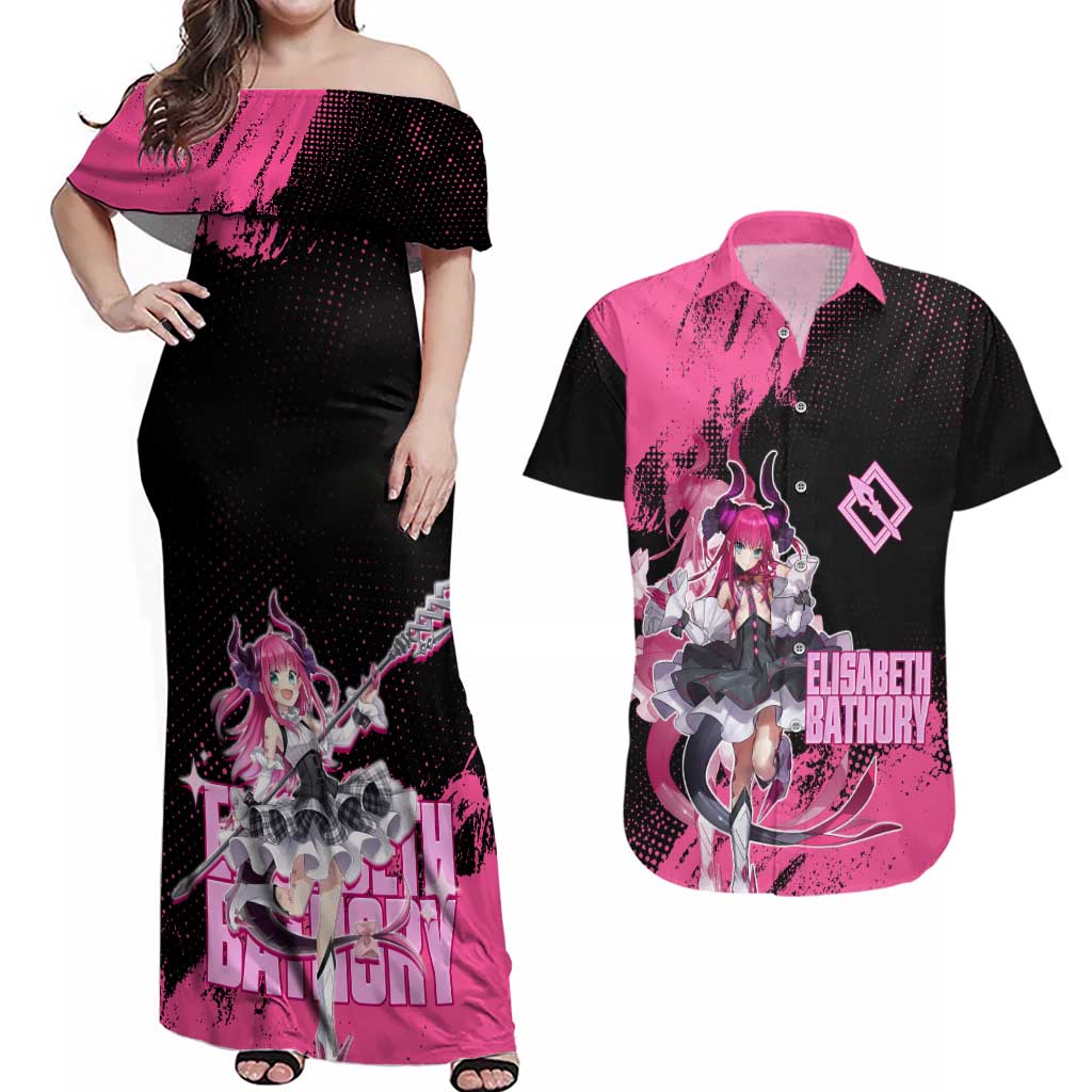Elisabeth Bathory Fate Grand Order Couples Matching Off Shoulder Maxi Dress and Hawaiian Shirt Gothic Anime Splash Art Style