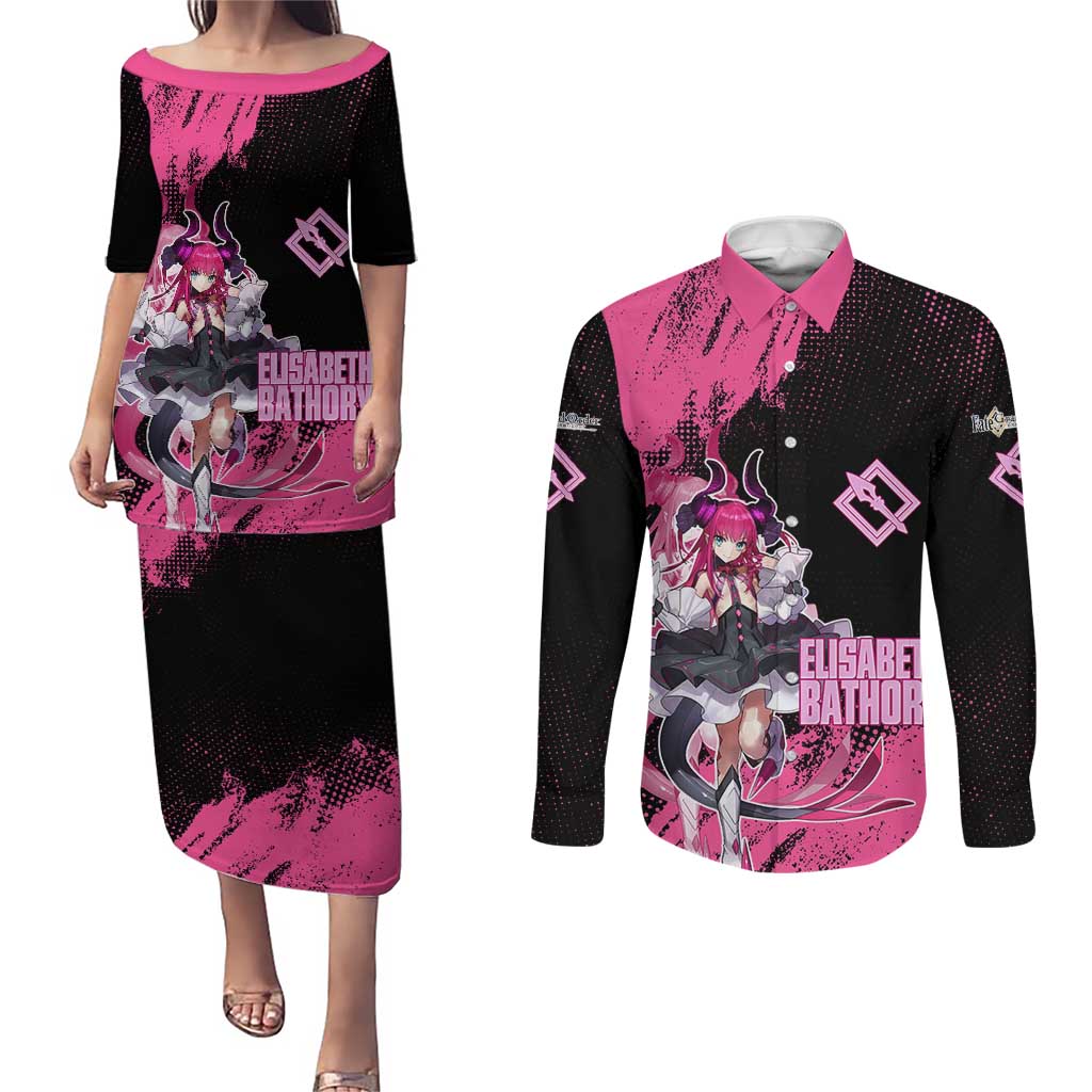 Elisabeth Bathory Fate Grand Order Couples Matching Puletasi and Long Sleeve Button Shirt Gothic Anime Splash Art Style